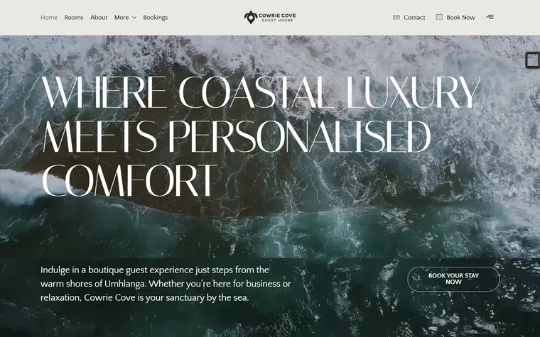 Cowrie Cove Guest House — Boutique Guest House website designed and built by FUTR Agency