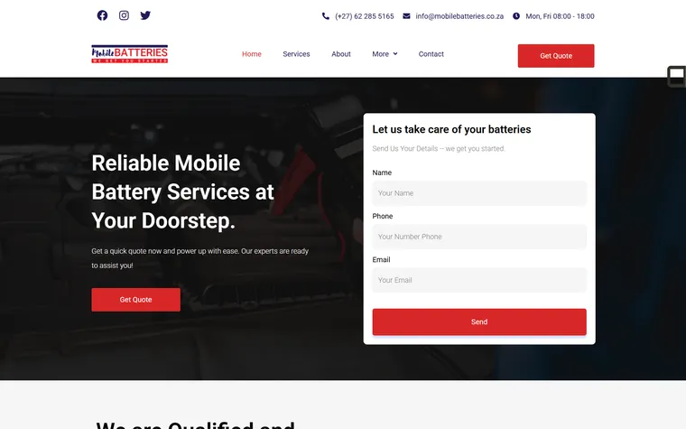 Mobile Batteries — Mobile Battery Services website designed and built by FUTR Agency